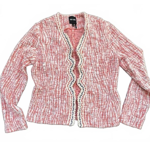 Sweaters - NIC+ZOE Women's Medium Pink Textured‎ Knit Cardigan Sweater